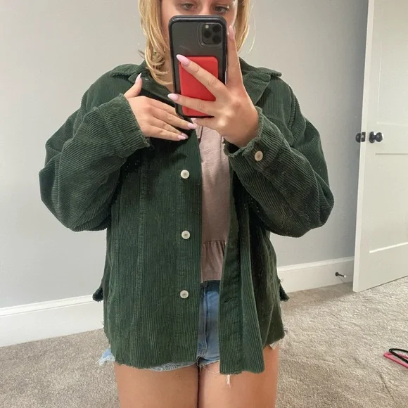 Jackets & Coats | Green Corduroy Jacket Super Comfortable Never